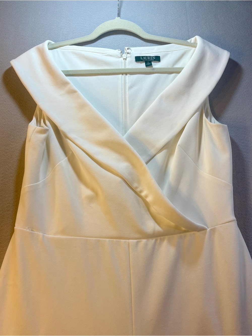 Lauren Ralph Lauren Cream Off-Shoulder V-Neck Talliah Jumpsuit